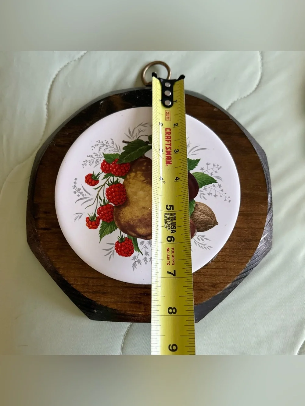 Vintage Fruits Featured on Ceramic Displayed on Wood Kitchen Wall Sign